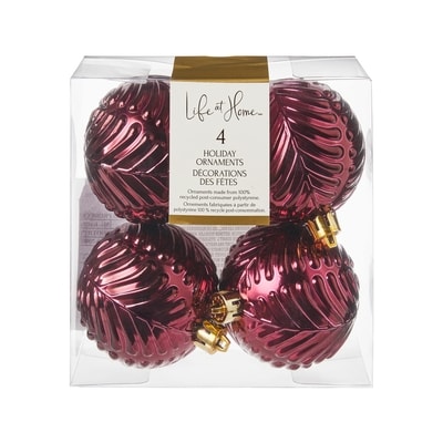 Life at Home Lot de 4 décorations des fêtes à empreinte de feuilles – bourgogne 1 ea, 4,55 $/1ch