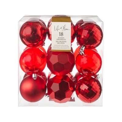 Life at Home Décorations des fêtes, lot de 18 boules – rouge 1 ea, 24,00 $/1ch