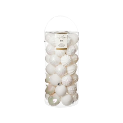 Life at Home Mixed Shape Holiday Ornaments 50 Pack - White 1 ea, $34.00/1ea
