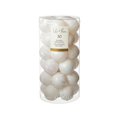 Life at Home Décorations des fêtes, lot de 30 boules – blanc iridescent 1 ea, 12,00 $/1ch