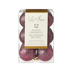Life at Home Lot de 12 décorations des fêtes à paillettes artificielles – bourgogne 1 ea, 3,00 $/1ch