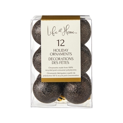 Life at Home Faux Glitter Holiday Ornaments 12 Pack - Bronze 1 ea, $3.00/1ea