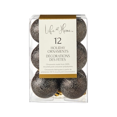 Life at Home Lot de 12 décorations des fêtes à paillettes artificielles – bronze 1 ea, 3,00 $/1ch