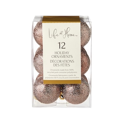 Life at Home Faux Glitter Holiday Ornaments 12 Pack - Copper 1 ea, $3.00/1ea