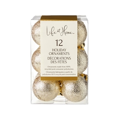 Life at Home Lot de 12 décorations des fêtes à paillettes artificielles – or 1 ea, 3,00 $/1ch