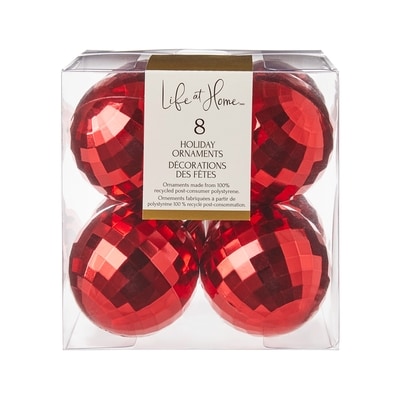 Life at Home Faceted Holiday Ornaments 8 Pack - Red 1 ea, $7.00/1ea
