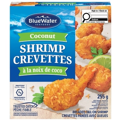 BlueWater Seafoods Crevettes à la noix de coco 255 g, 2,75 $/100g