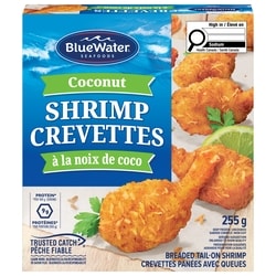 BlueWater Seafoods Crevettes à la noix de coco 255 g, 3,53 $/100g