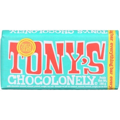 Tony's Chocolonely Everything Bar Milk Chocolate Caramel, Almond, Pretzel, Nougat, Sea Salt 180 g, $4.44/100g