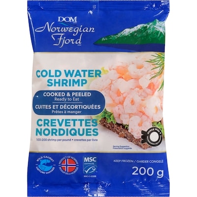 Norwegian Fjord Norwegian Fjord Cold Water Shrimp 200 g, $3.50/100g