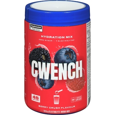 CWENCH Hydration Mix Electrolyte Drink Mix Berry Crush Flavour 315 g, $19.04/100g