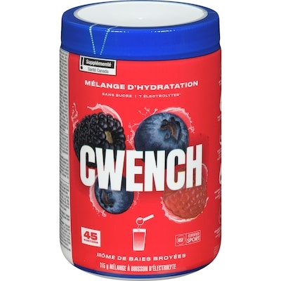 CWENCH Mélange d'hydratation mélange à boisson d'électrolyte arôme de baies broyées 315 g, 21,58 $/100g