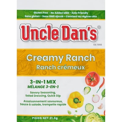 Uncle Dan's Salad Dressing, Dip & Seasoning Mix Creamy Ranch 21.3 g, $10.75/100g