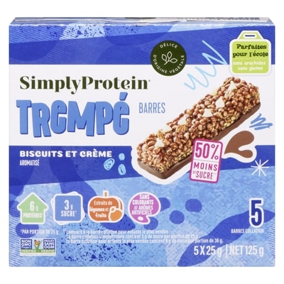Simply Protein Trempé barres biscuits et crème aromatisé 125 g, 5,59 $/100g