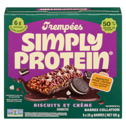 Simply Protein Trempé barres biscuits et crème aromatisé 125 g, 4,80 $/100g