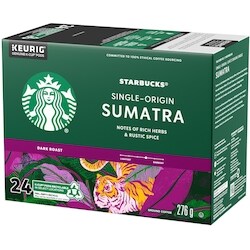 Starbucks Single Origin Sumatra Coffee, Keurig Pods, K-cups - 24