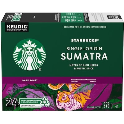 Starbucks Café d’origine Sumatra, Capsules Keurig K-Cup 24 ea, 1,12 $/1ch