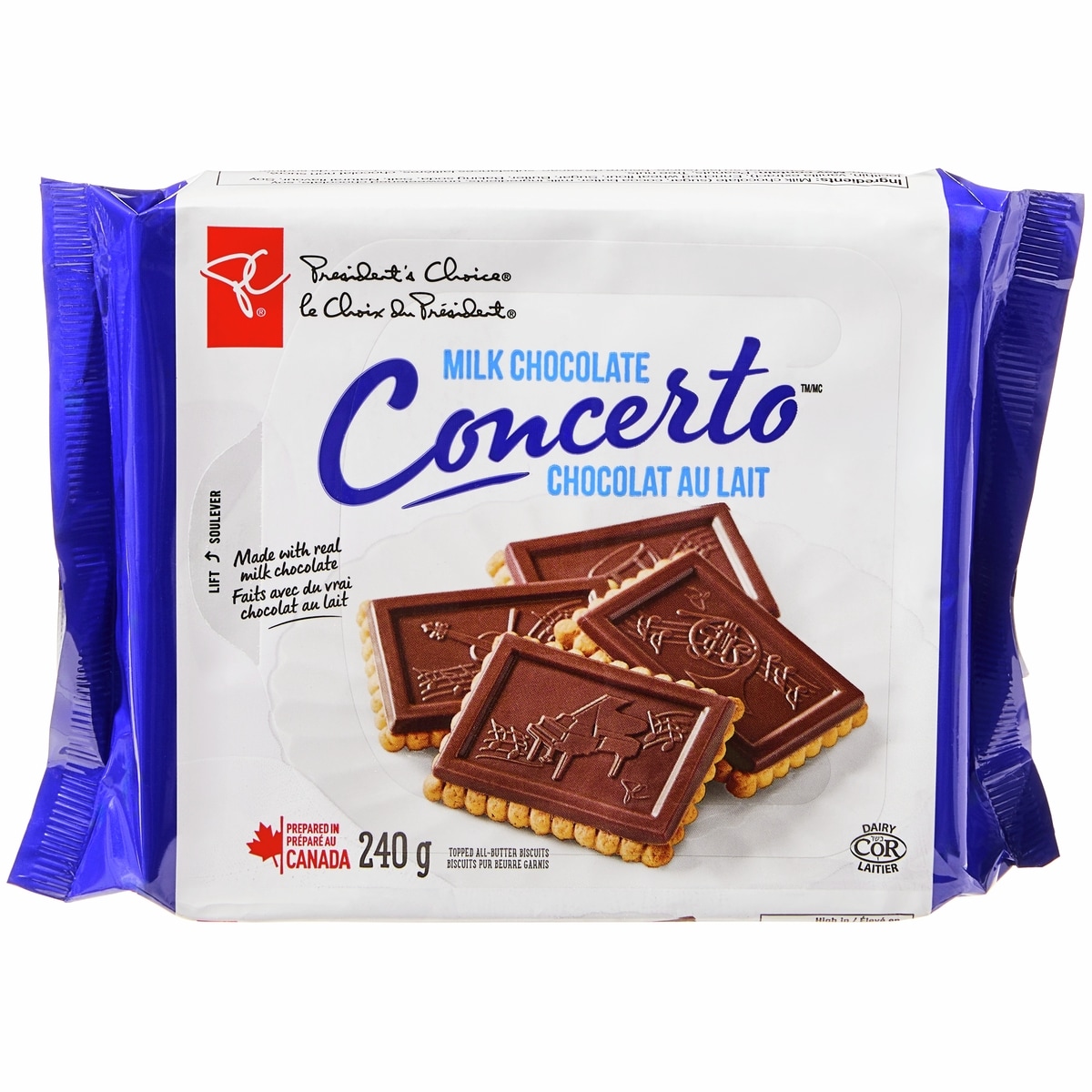 President's Choice Concerto Butter Cookies, Milk Chocolate