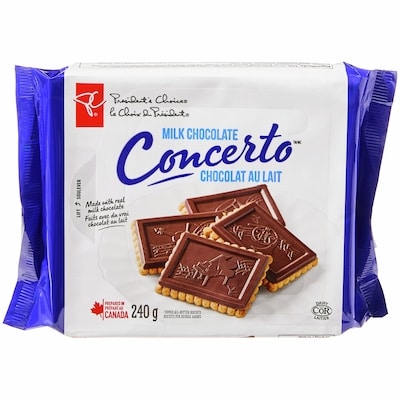 le Choix du Président Biscuits au beurre Concerto, chocolat au lait 240 g, 2,29 $/100g