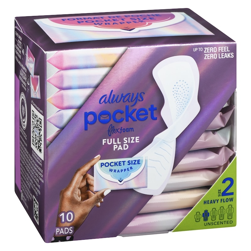 Pocket Feminine Pads with FlexFoam,Heavy Flow, with Wings, Unscented, 10 Count