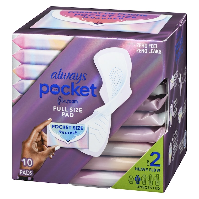 Pocket Feminine Pads with FlexFoam,Heavy Flow, with Wings, Unscented, 10 Count