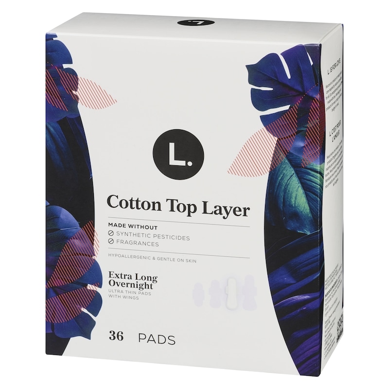 Ultra Thin Pads for Women, Overnight Absorbency, Breathable Cotton Top Layer, Unscented Pads with Wings, 36 CT