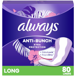 Anti-Bunch Xtra Protection Daily Liners, Long, Unscented, 80 CT