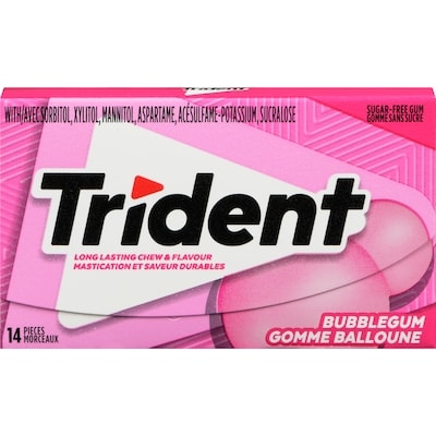 TRIDENT Sugar-Free Gum Bubblegum, Case 12x14.0 ea, $0.10/1ea