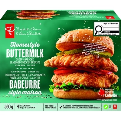 le Choix du Président Poitrines de poulet assaisonnées panées croustillantes au babeurre style maison 560 g, 2,68 $/100g