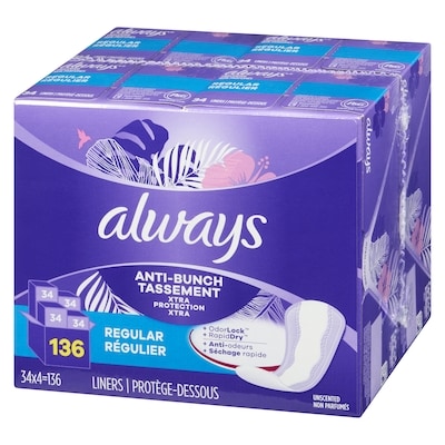 Anti-Bunch Xtra Protection Daily Liners, Regular Length, Unscented, 136 Count