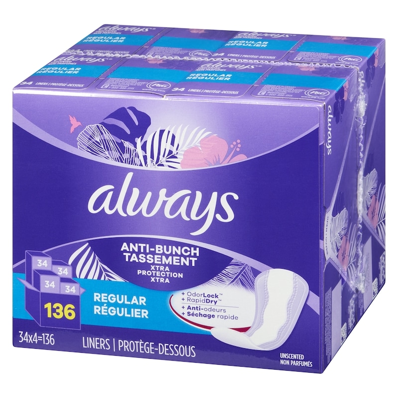 Anti-Bunch Xtra Protection Daily Liners, Regular Length, Unscented, 136 Count