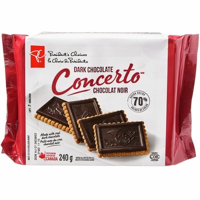 President's Choice Concerto Butter Cookies, Dark Chocolate, 70% Cocoa 240 g, $2.29/100g