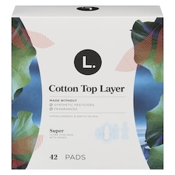 Ultra Thin Pads for Women, Super Absorbency, Organic Cotton Top Layer, Unscented Pads with Wings, 42 CT