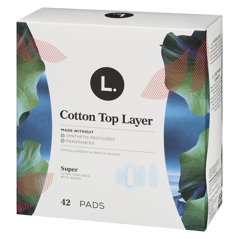 Ultra Thin Pads for Women, Super Absorbency, Organic Cotton Top Layer, Unscented Pads with Wings, 42 CT