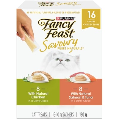 Purina Fancy Feast Savoury Purée Naturals Best Sellers Variety Pack, Cat Treats 160 g, $6.56/100g