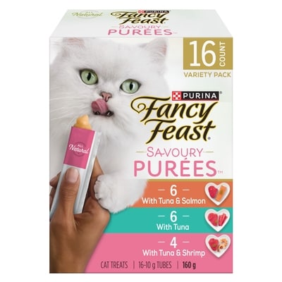 Purina Fancy Feast Savoury Purée Naturals Seafood Favourites Variety Pack, Cat Treats 160 g, $7.18/100g