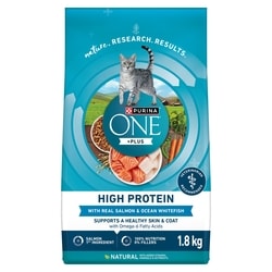 Purina ONE +Plus Dry Cat Food High Protein Salmon & Ocean Whitefish Formula 1.8 kg, $0.78/100g