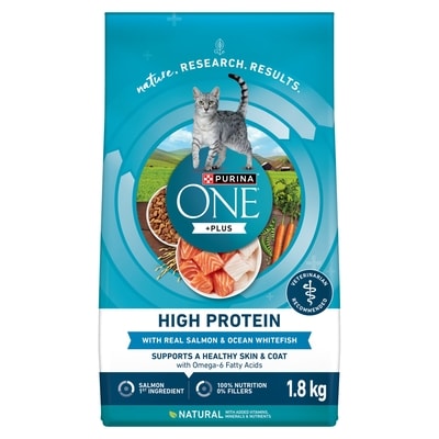 Purina ONE +Plus Dry Cat Food High Protein Salmon & Ocean Whitefish Formula 1.8 kg, $0.86/100g