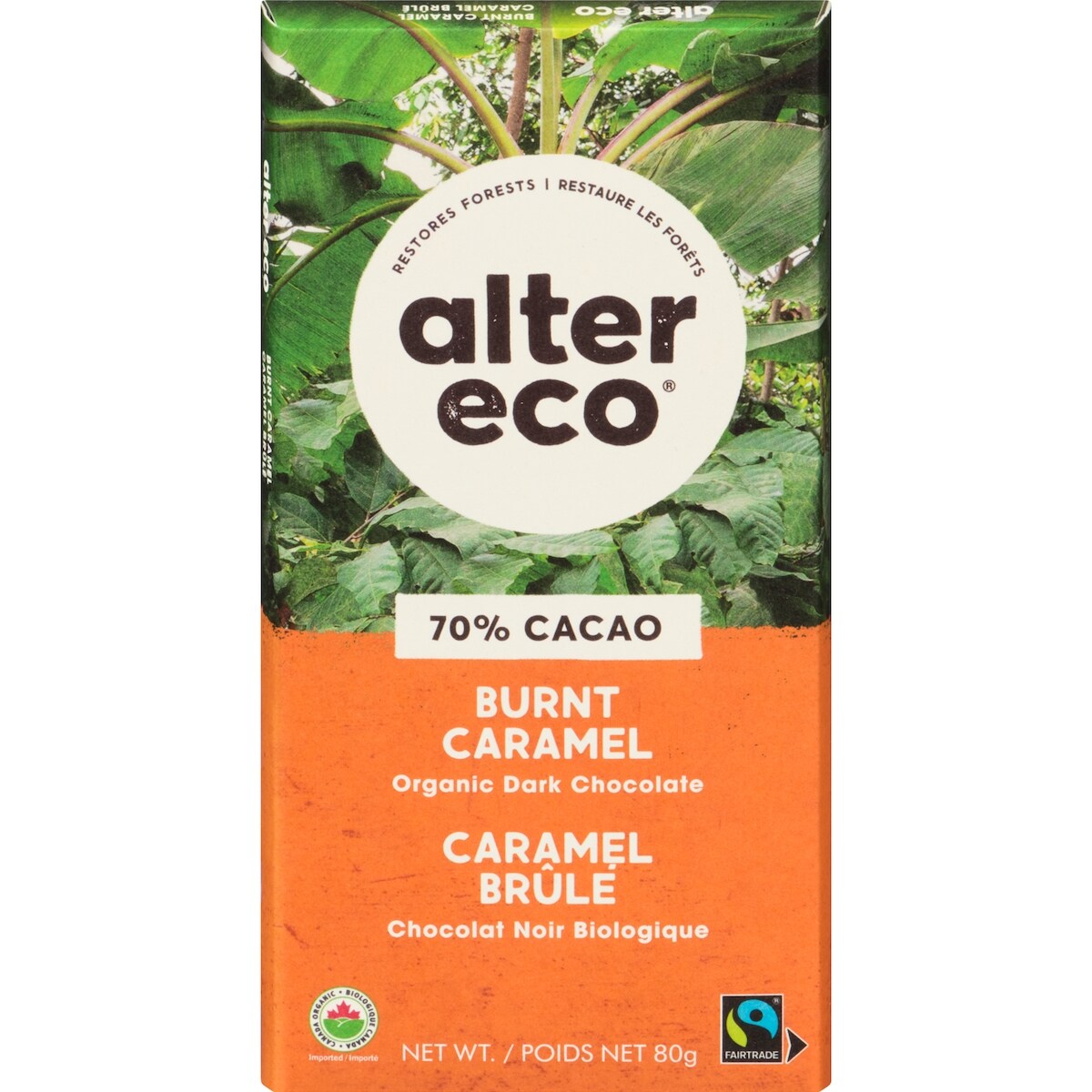 Alter Eco Chocolat noir biologique caramel brûlé 80 g, 8,11 $/100g