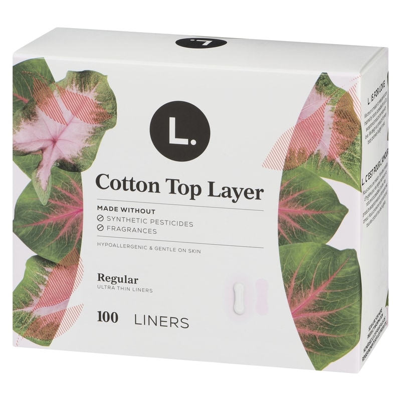Ultra Thin Liners for Women, Regular Coverage, Cotton Top Layer, Unscented Pantiliners, 100 Count