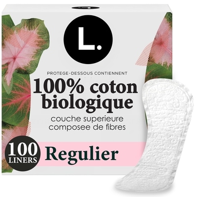 L. Protège-dessous pour femmes, protection régulière, voile supérieur en coton biologique, 100 protège-dessous 100 ea, 0,15 $/1ch