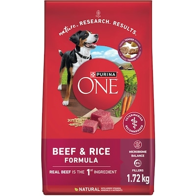 Purina ONE Microbiome Balance Beef & Rice Formula, Dry Dog Food 1.72 kg, $0.87/100g