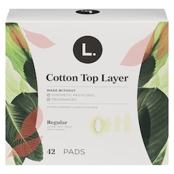 Ultra Thin Pads for Women, Regular Absorbency, Breathable Cotton Top Layer, Unscented Pads with Wings, 42 CT
