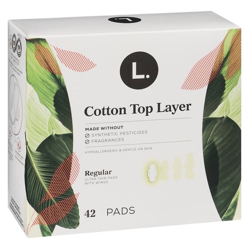 Ultra Thin Pads for Women, Regular Absorbency, Breathable Cotton Top Layer, Unscented Pads with Wings, 42 CT