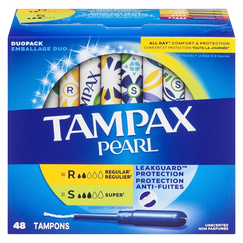 Pearl Tampons Multipack, with LeakGuard Braid, Regular/Super Absorbency, Unscented, 48 Count