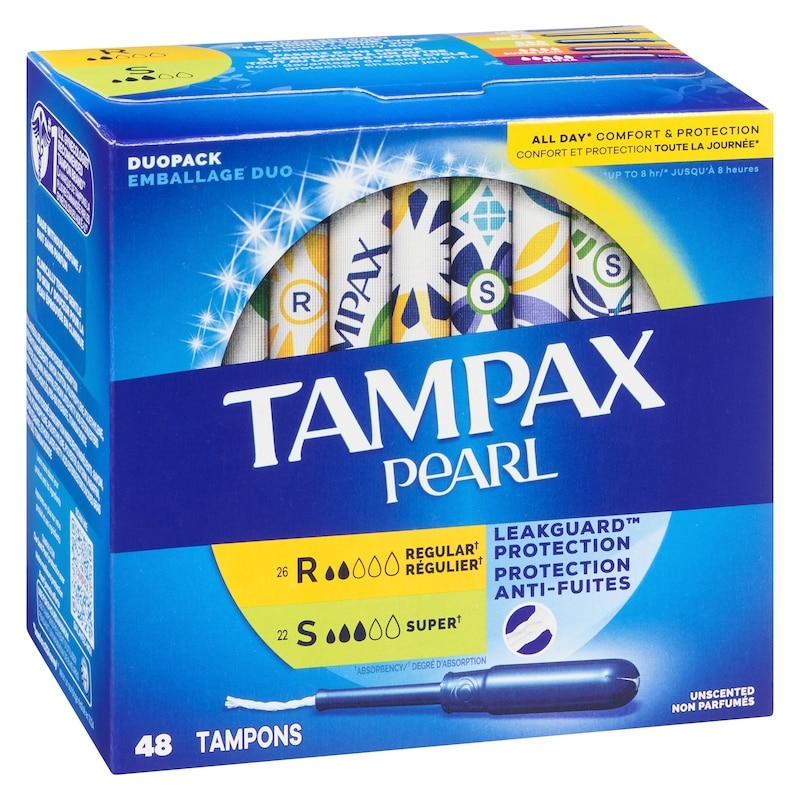 Pearl Tampons Multipack, with LeakGuard Braid, Regular/Super Absorbency, Unscented, 48 Count