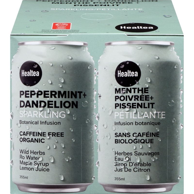 Healtea Sparkling Herbal Tea Peppermint + Dandelion - 4x355.0 ml
