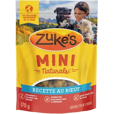 ZUKES Zuke's mini naturals gâteries d'entraînement à la recette de boeuf, gâteries pour chiens 170 g, 6,17 $/100g