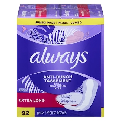 Always Liners Extra Long, Jumbo Pack 92 ea, $0.14/1ea