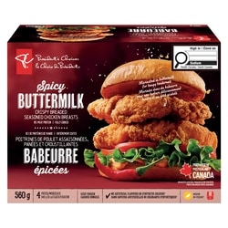 le Choix du Président Poitrines de poulet assaisonnées panées et croustillantes au babeurre épicé 560 g, 2,68 $/100g